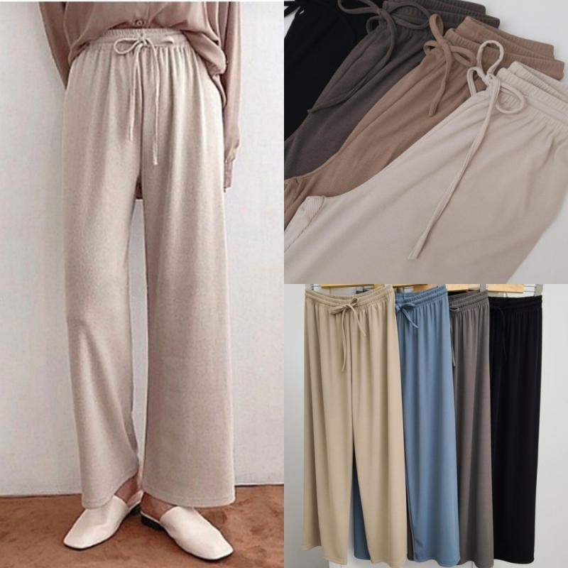 가을 밴딩 골지 플리츠 와이드팬츠 데일리 트레이닝바지 집에서입는 편한 고무줄바지