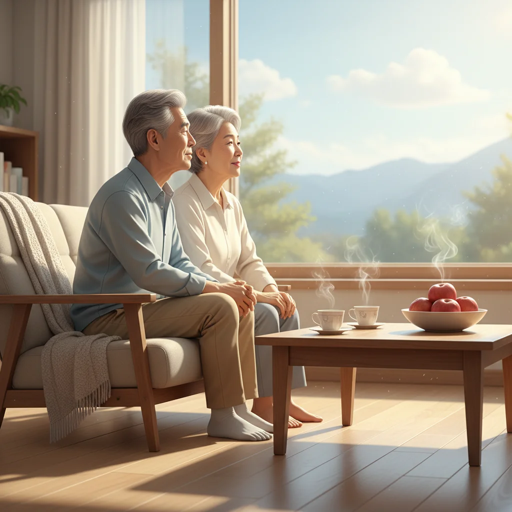 2026년 의료급여 혜택 확대를 상징하는 평온하고 건강한 노년 부부의 모습