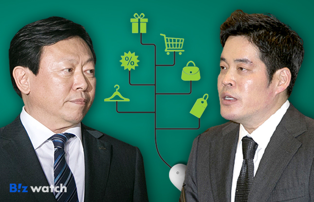 신동빈 롯데그룹 회장&#44; 정용진 신세계그룹 부회장