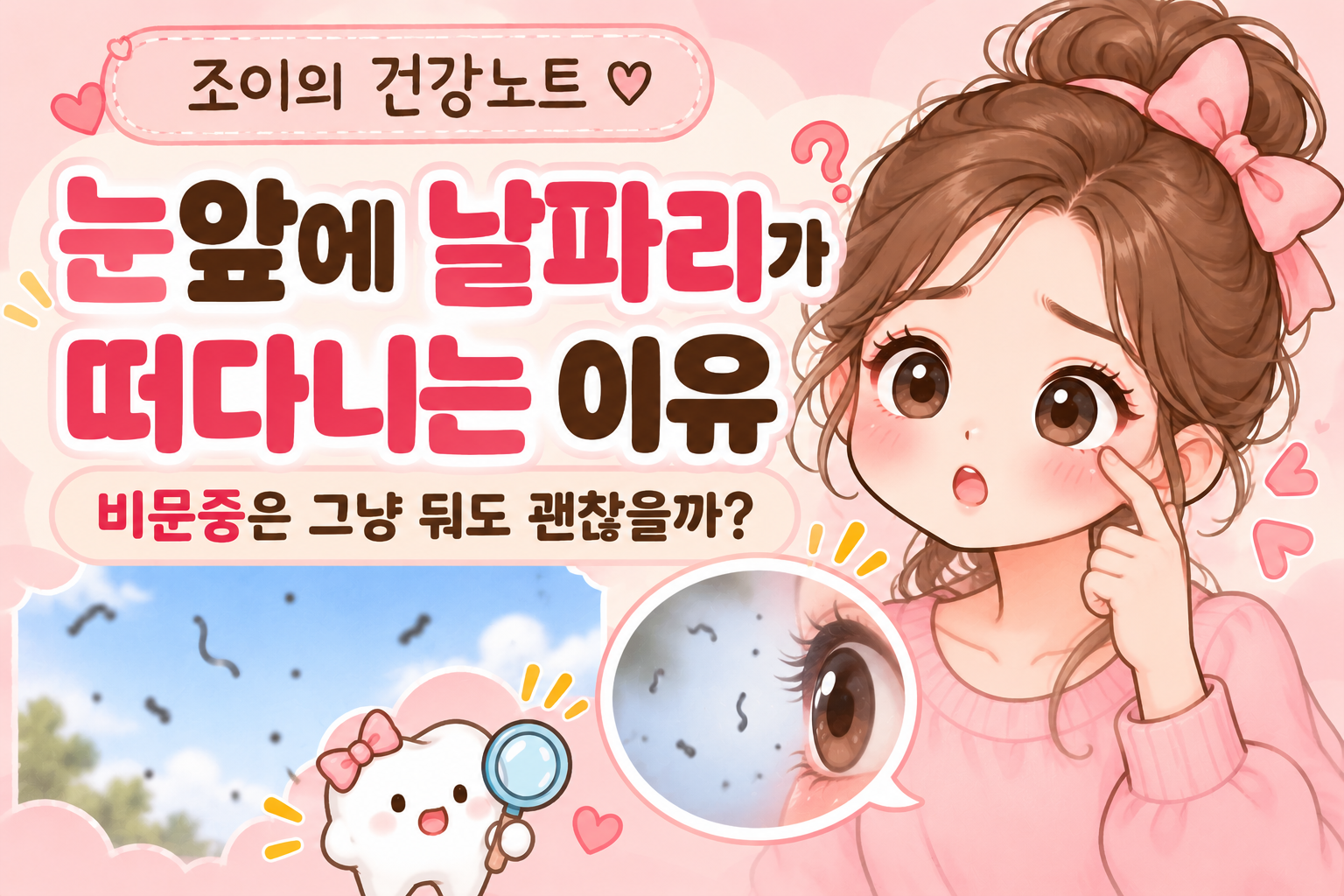 눈앞에 날파리와 검은 점이 떠다니는 비문증의 원인과 증상