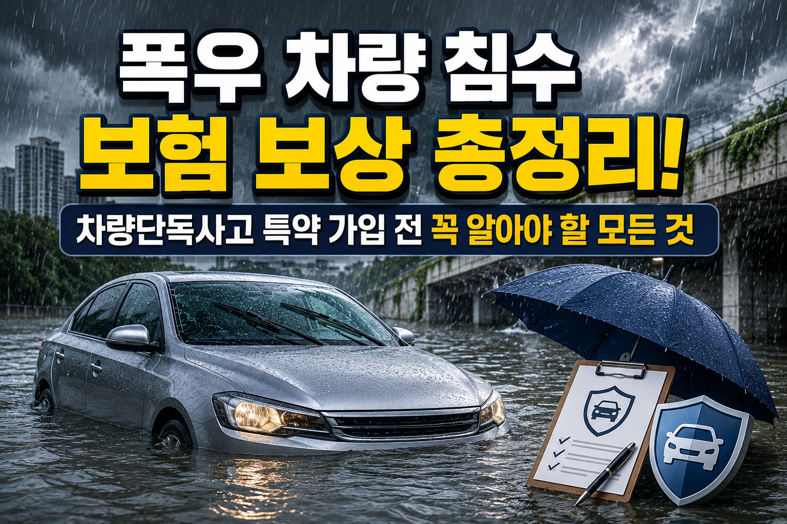 폭우 차량 침수 보험 보상 총정리! 차량단독사고 특약 가입 전 꼭 알아야 할 모든 것 관련 사진