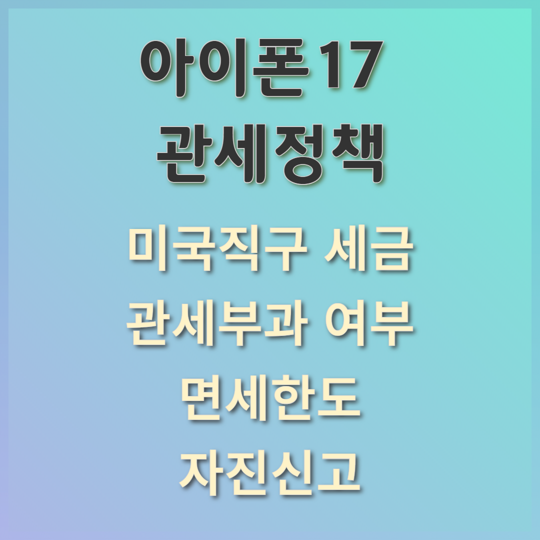 아이폰17 자급제 관세 : 미국 직구 세금, 면세한도, 자진신고