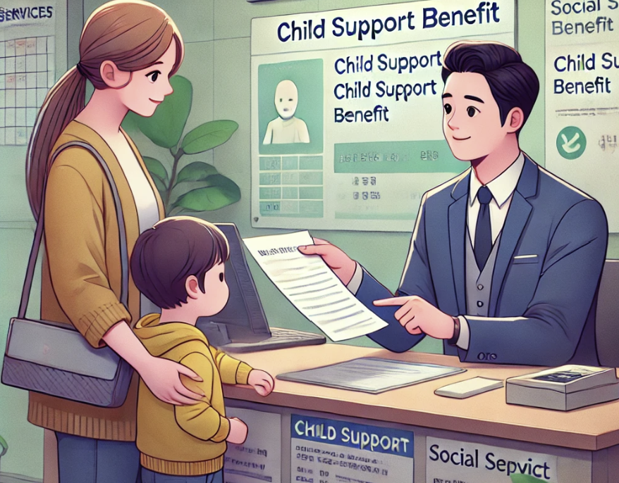 주민센터에서 유아학비 지원 신청을 하는 장면.