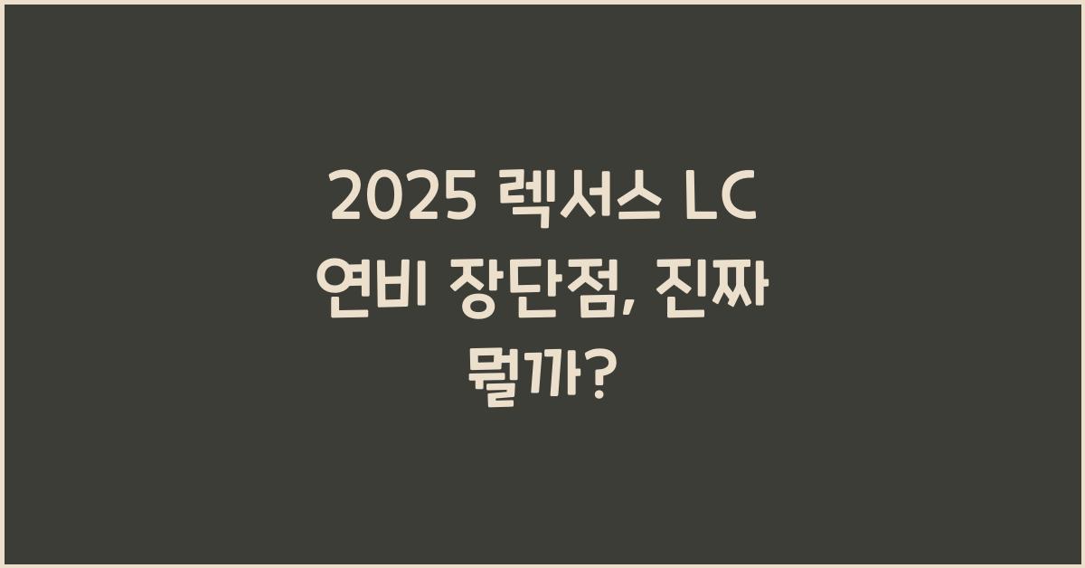2025 렉서스 LC 연비 장단점