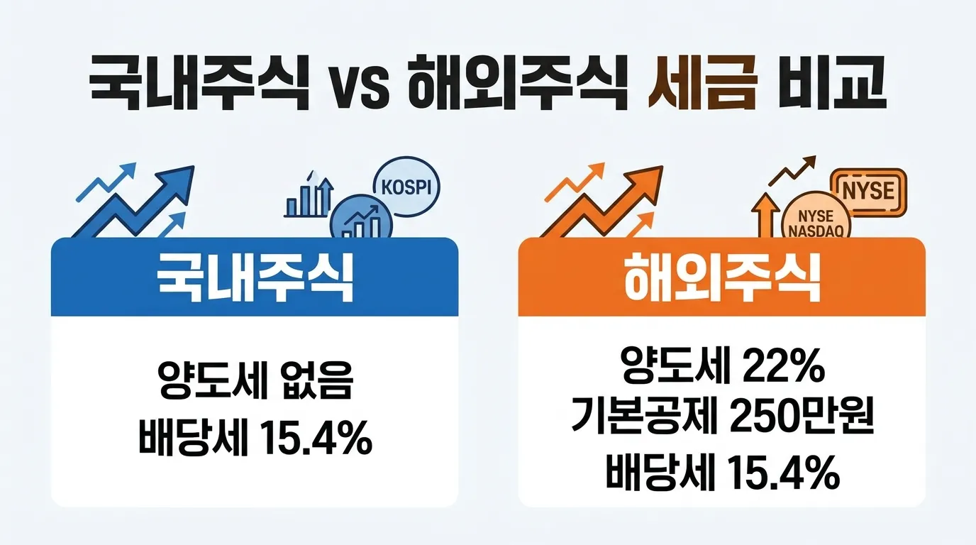 국내주식 vs 해외주식 세금 비교