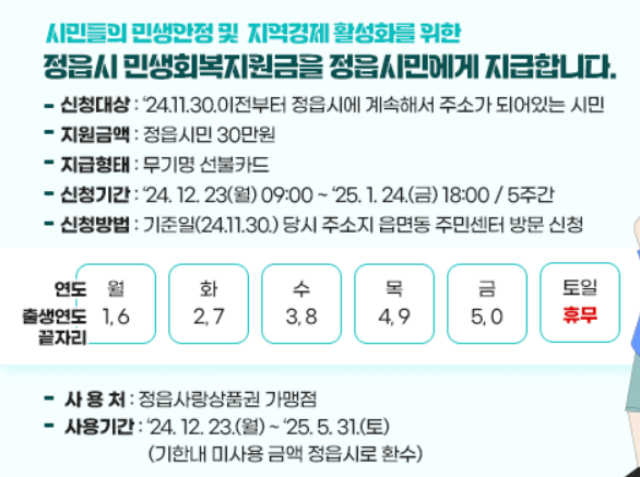 정읍시 민생회복지원금 안내