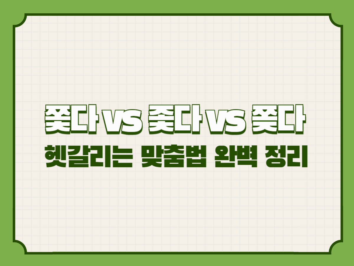 쫓다 vs 좇다 vs 쫒다 – 헷갈리는 맞춤법 완벽 정리