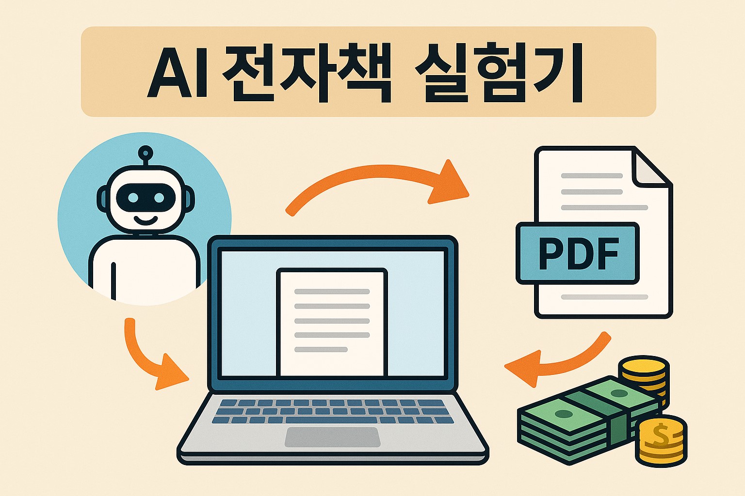 AI 전자책 실험기 대표 이미지: AI가 전자책을 만드는 과정 인포그래픽