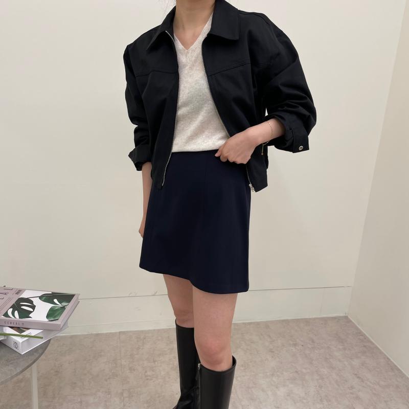 여성 자켓 코튼 블루종 기본핏 크롭 봄 캐주얼룩