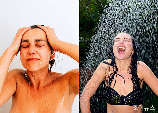 샤워하는 모습, 샤워시간을 1분만 줄여도 약 12리터의 물을 절약할 수 있다.