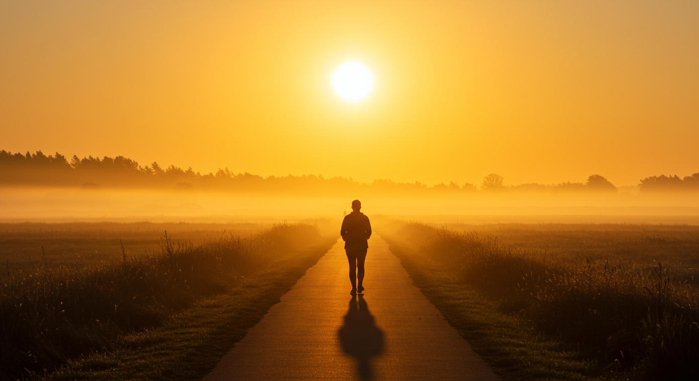 건강한 생활을 상징하는 일출/일몰 이미지, 희망을 상징