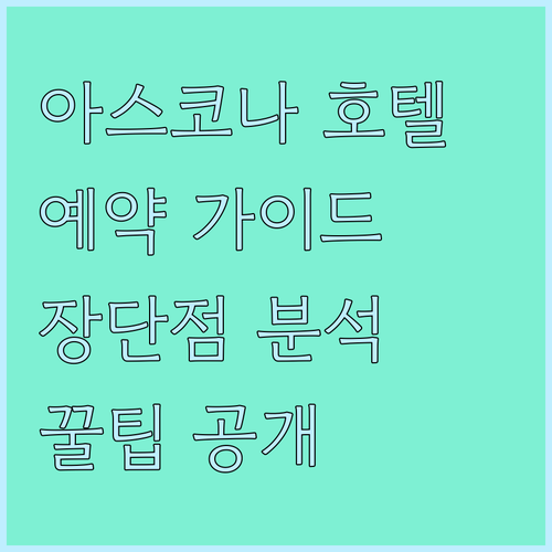 아스코나 호텔 예약 전 필독 가격 특
