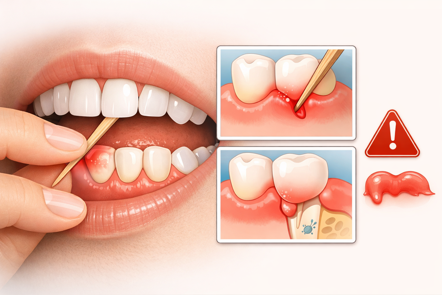 이쑤시개 사용 잇몸 손상 예시 이미지