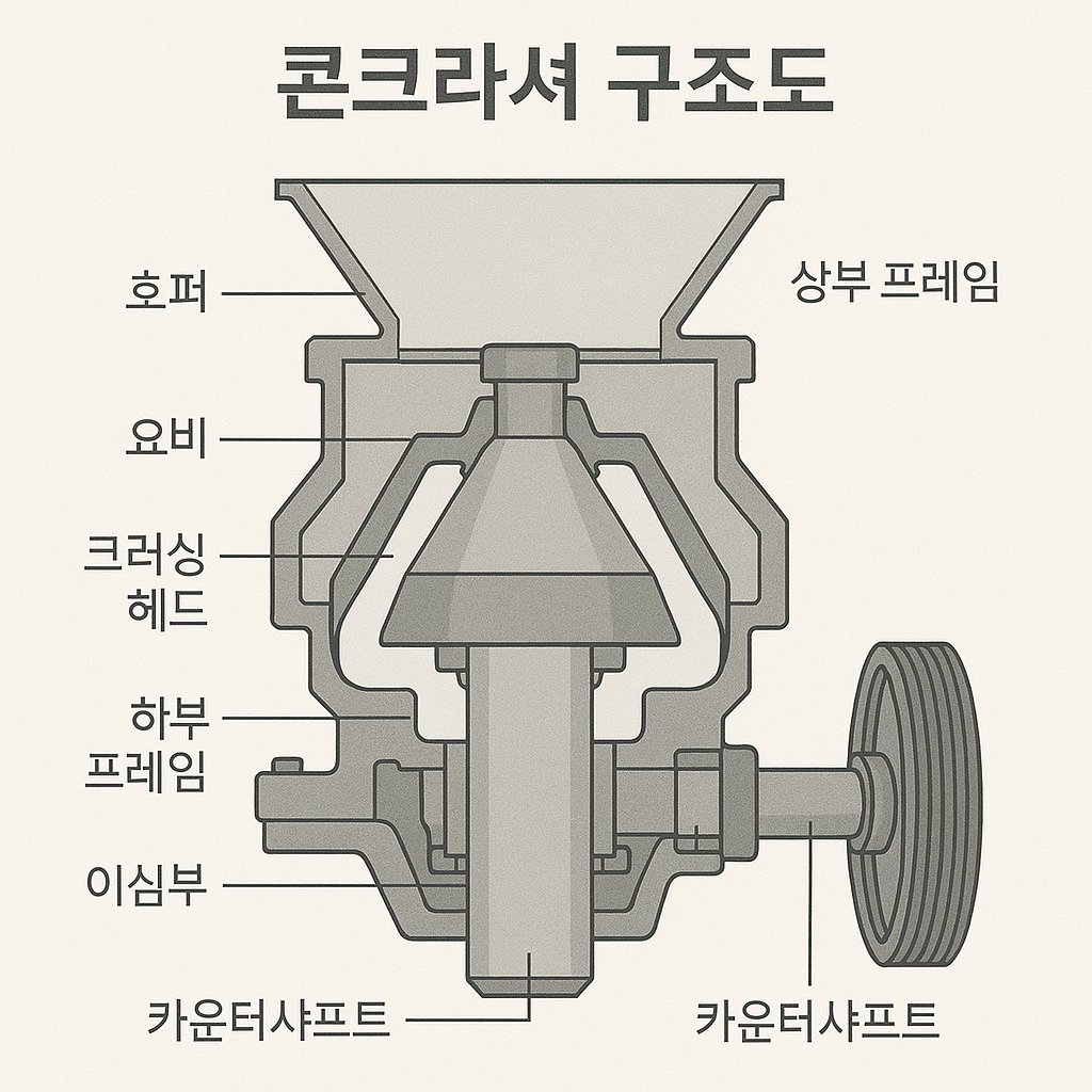 콘크러셔(Cone Crusher) 구조도