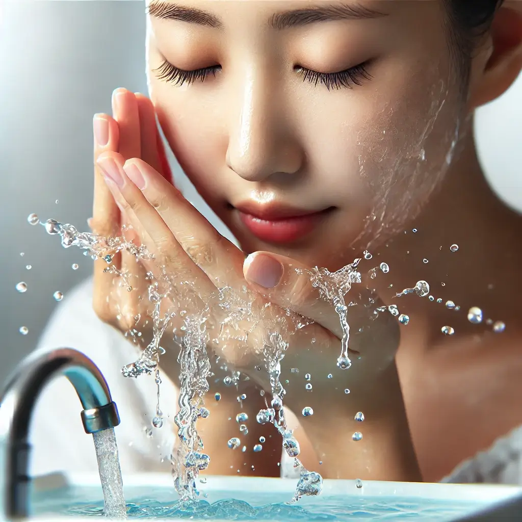 깨끗한-물로-세안하는-모습