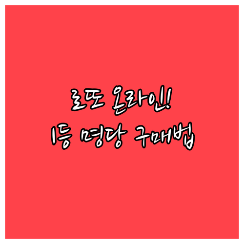 로또 1등 당첨을 위한 온라인 구매 ..