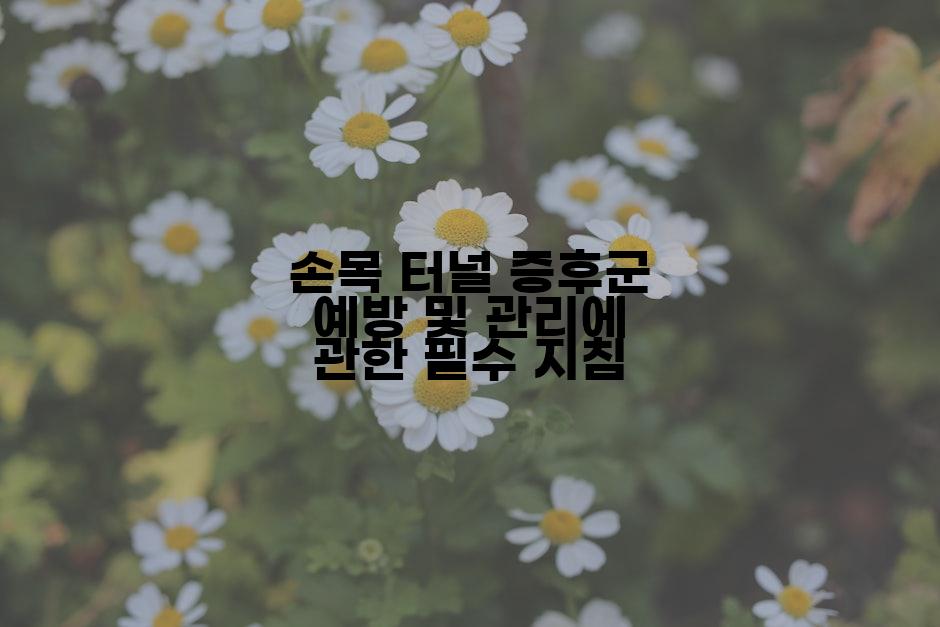 손목 터널 증후군 예방 및 관리에 관한 필수 지침