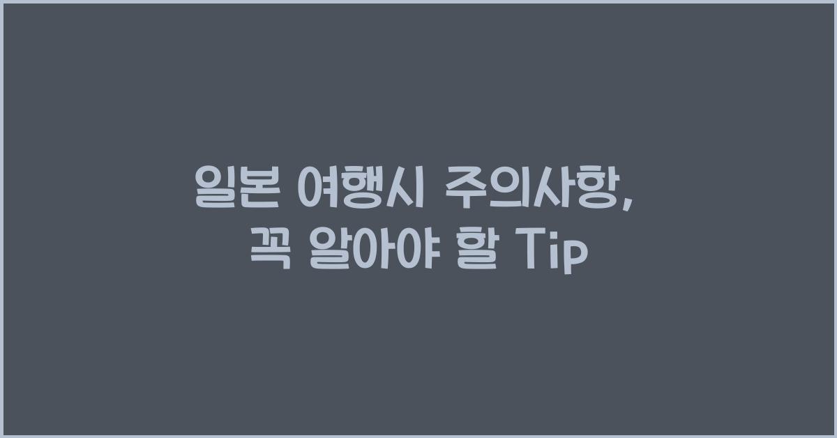 일본 여행시 주의사항