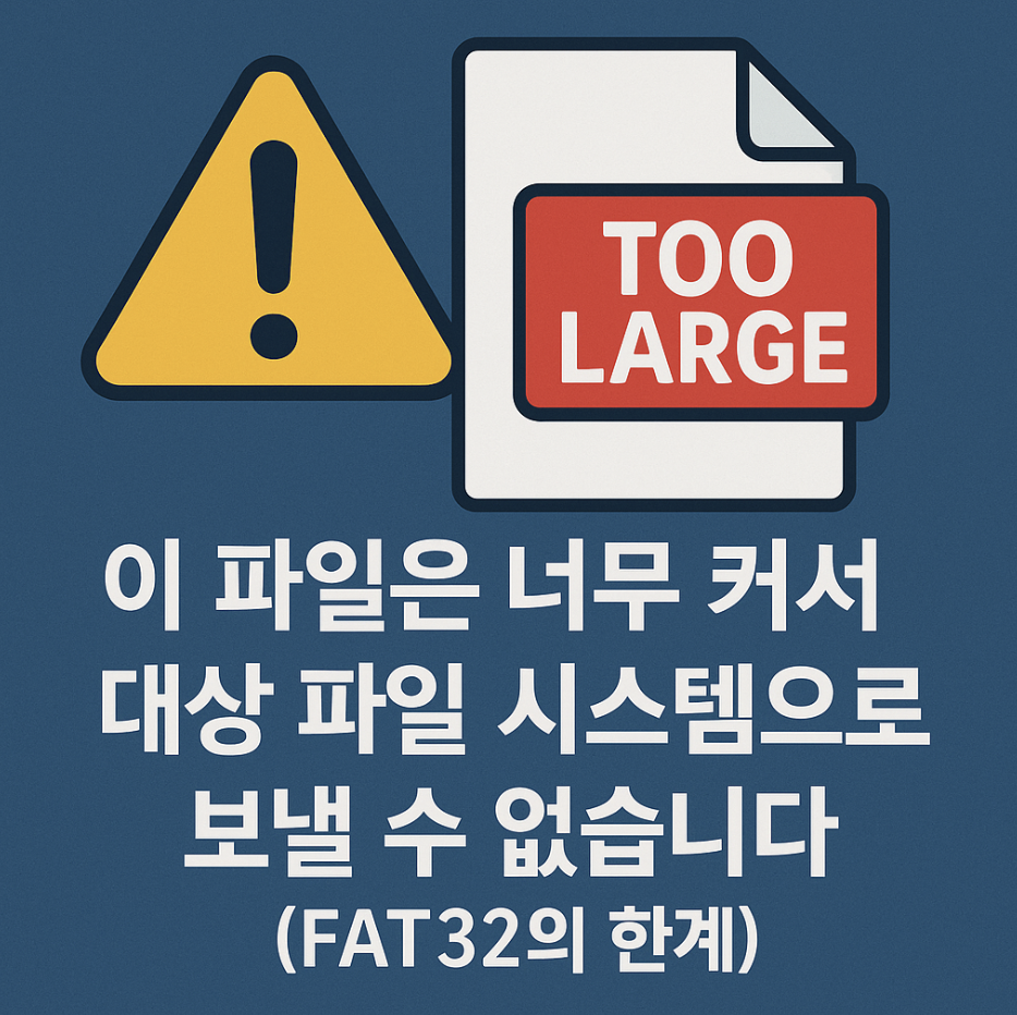 "이 파일은 너무 커서 대상 파일 시스템으로 보낼 수 없습니다" (FAT32의 한계)