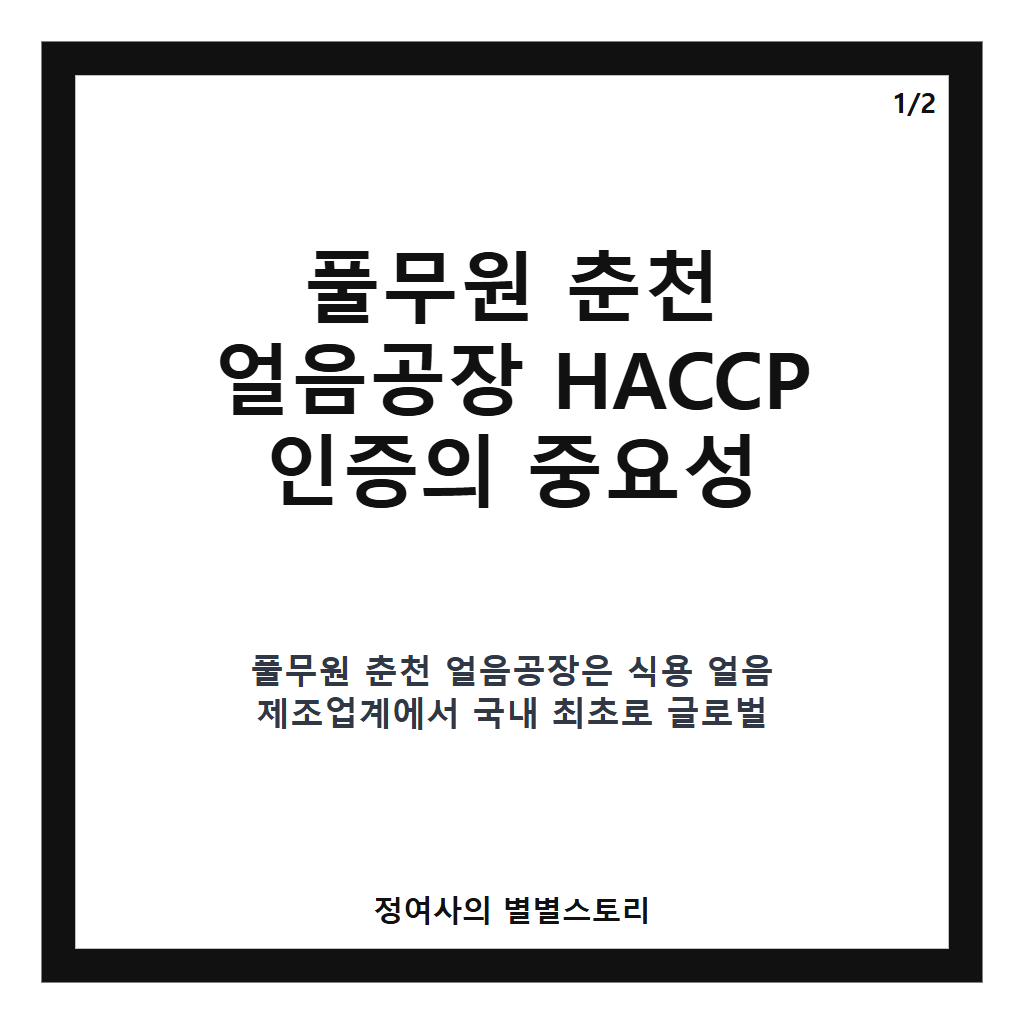 풀무원 춘천 얼음공장 HACCP, 국내 식용 얼음 전문 제조 공장 최초 글로벌 인증 획득과 4대 식품안전 체계 운영 카드뉴스 1