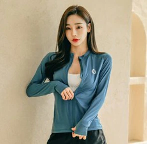 펀한커플 여성용 무지 집업 래쉬가드 상의 B4114