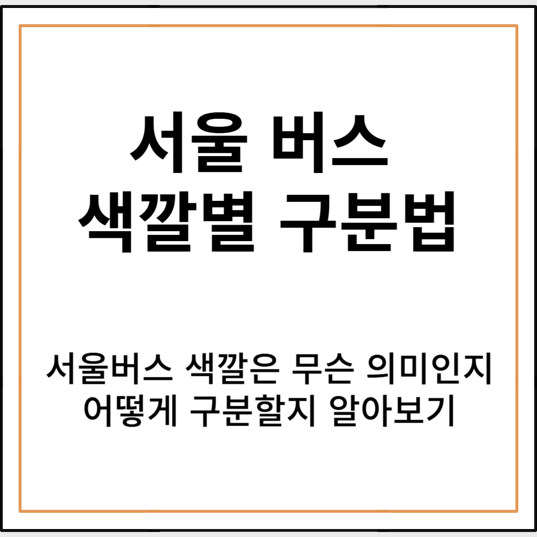 서울 버스 색깔별 구분법 완벽 정리(초보자 필독)