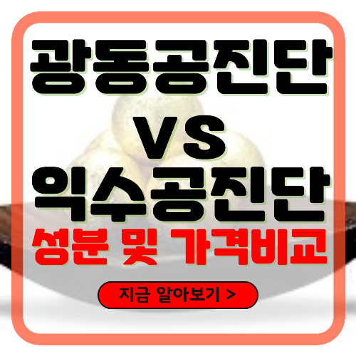 광동공진단 vs 익수공진단 가격 및 성분 비교