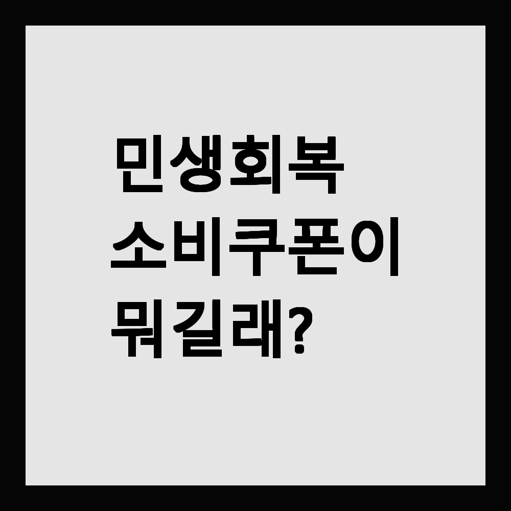 민생회복 소비쿠폰이 뭐길래?