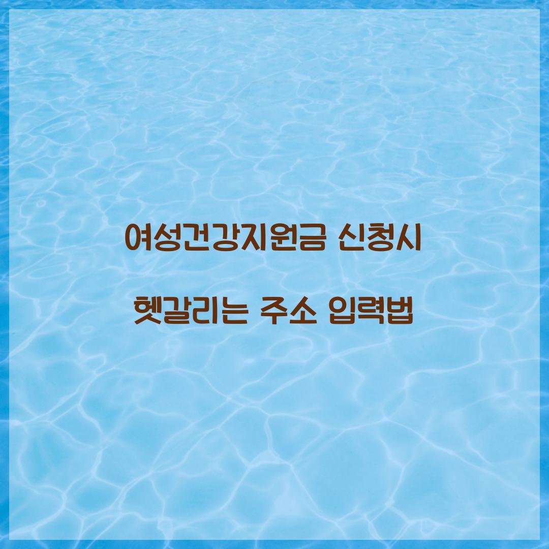 여성건강지원금 신청시 헷갈리는 주소 입력법