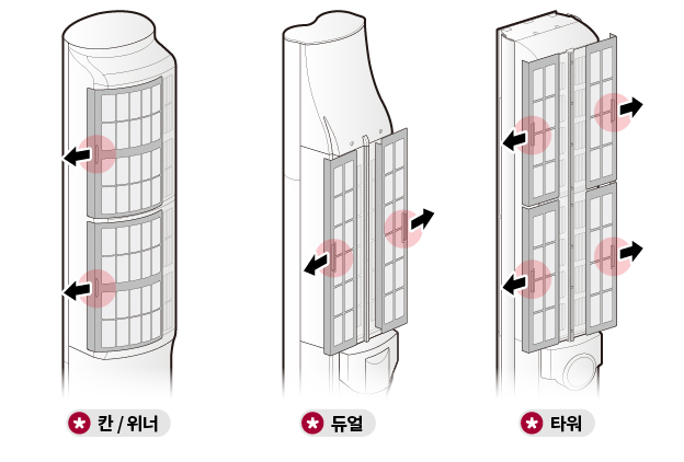 스탠드 에어컨 필터 제거