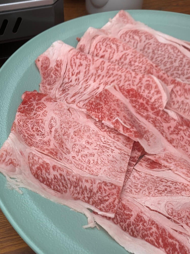 마블링이 잘 보이는 근접 쇠고기