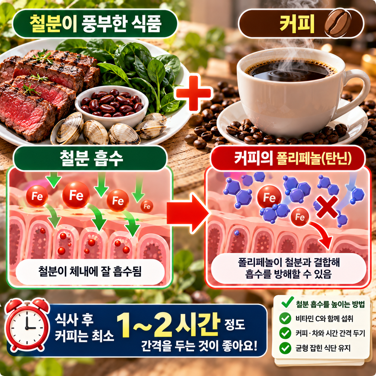 철분 식품 먹고 바로 커피 마셔도 될까?