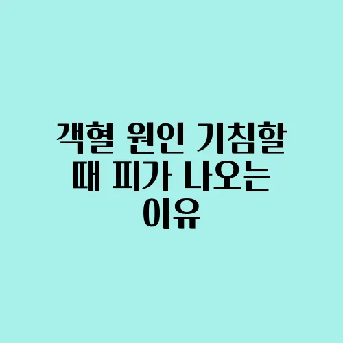 객혈 원인 기침할 때 피가 나오는 이유