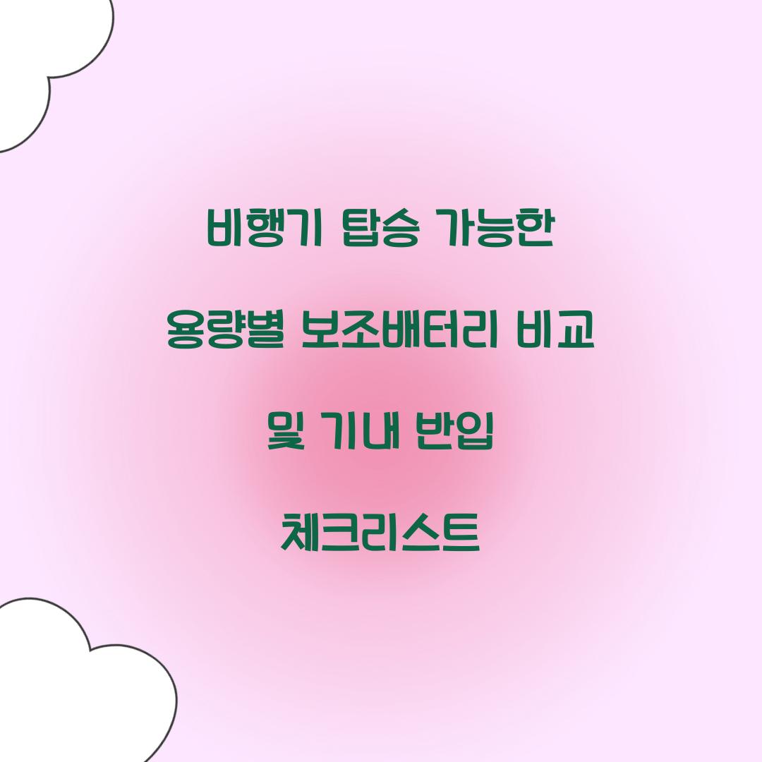 비행기 탑승 가능한 용량별 보조배터리 비교