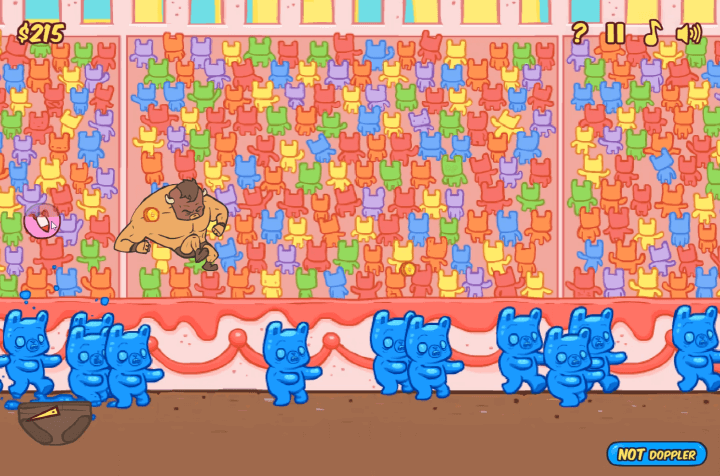 캔디-장애물과-충돌하며-점수를-획득하는-화면