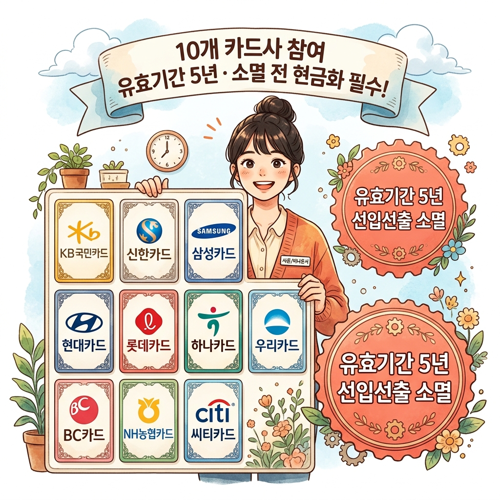 카드포인트 통합조회 참여 카드사 10개 유효기간 5년 인포그래픽