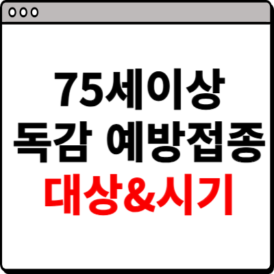75세이상 독감 예방접종 대상, 시기 알아보기