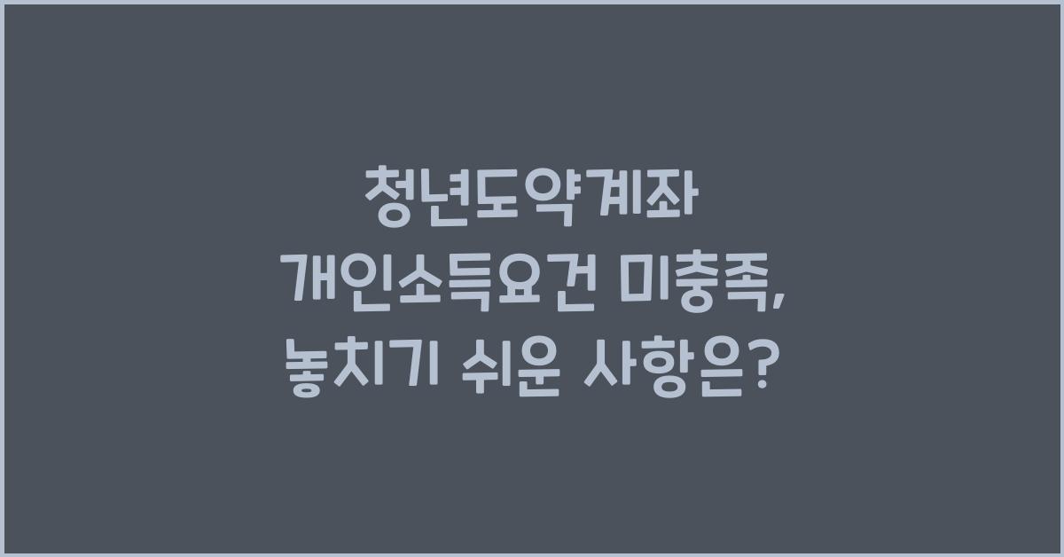 청년도약계좌 개인소득요건 미충족