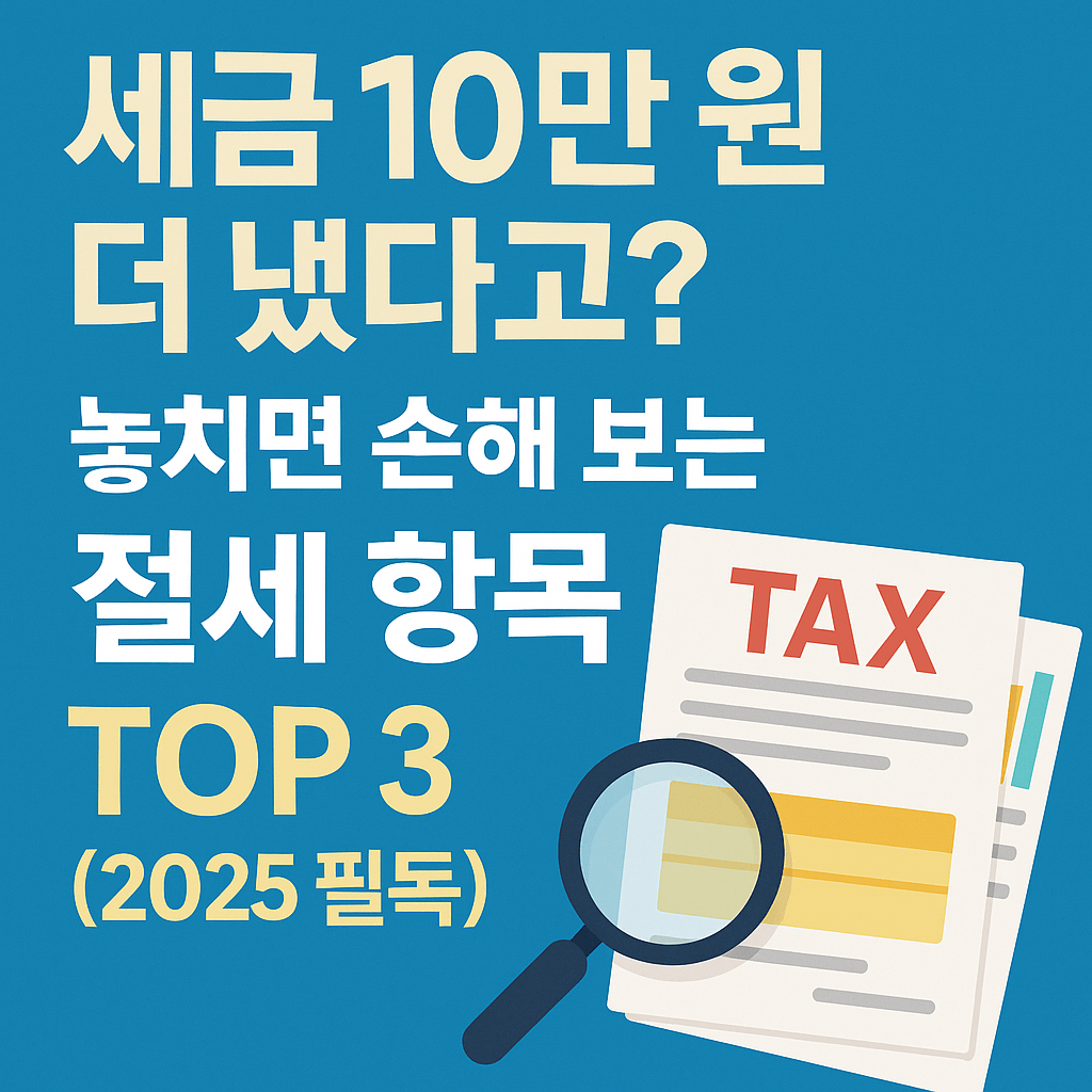 세금 10만 원 더 냈다고? 놓치면 손해 보는 한국 절세 항목 TOP 3 (2025 필독)