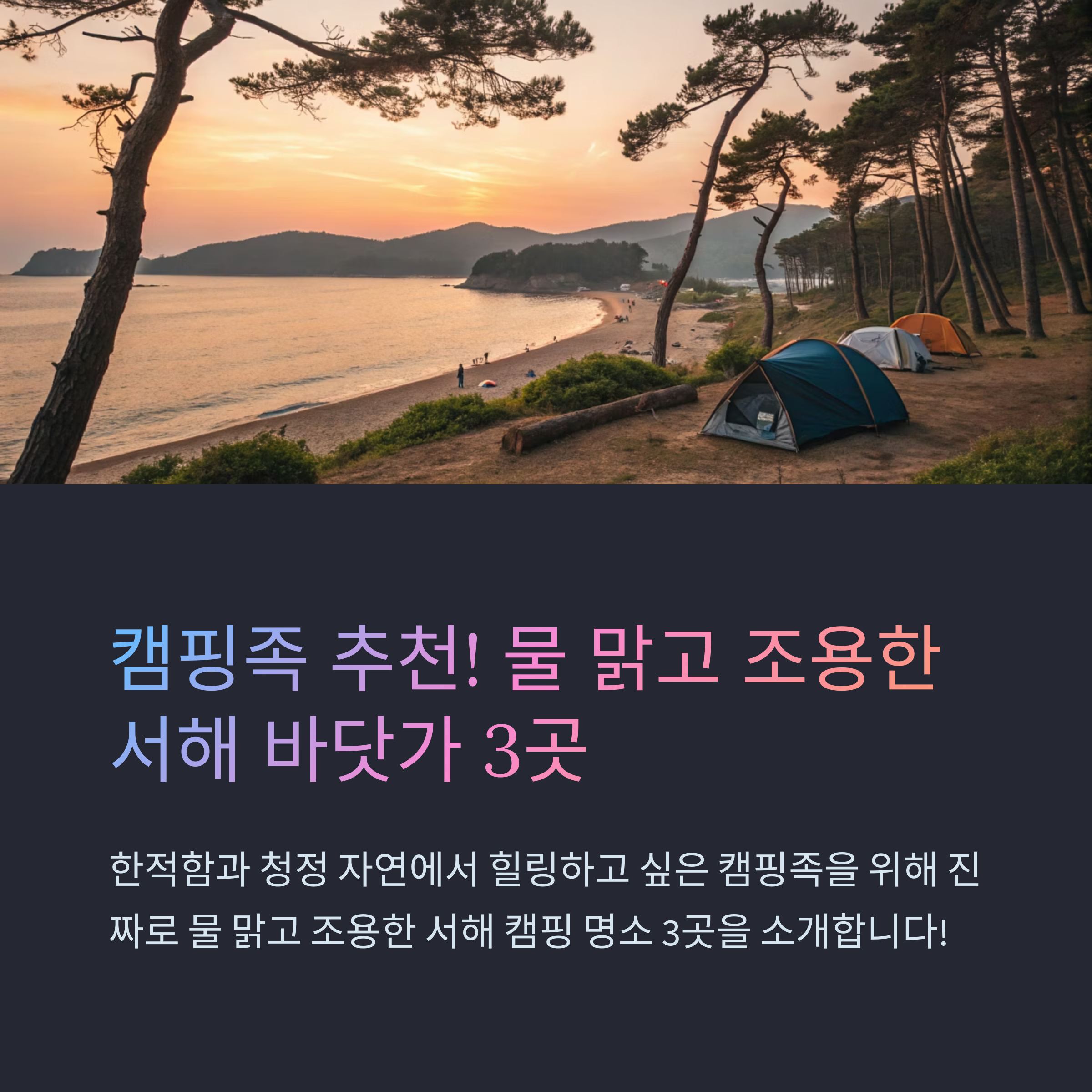 캠핑족 추천! 물 맑고 조용한 서해 바닷가 3곳