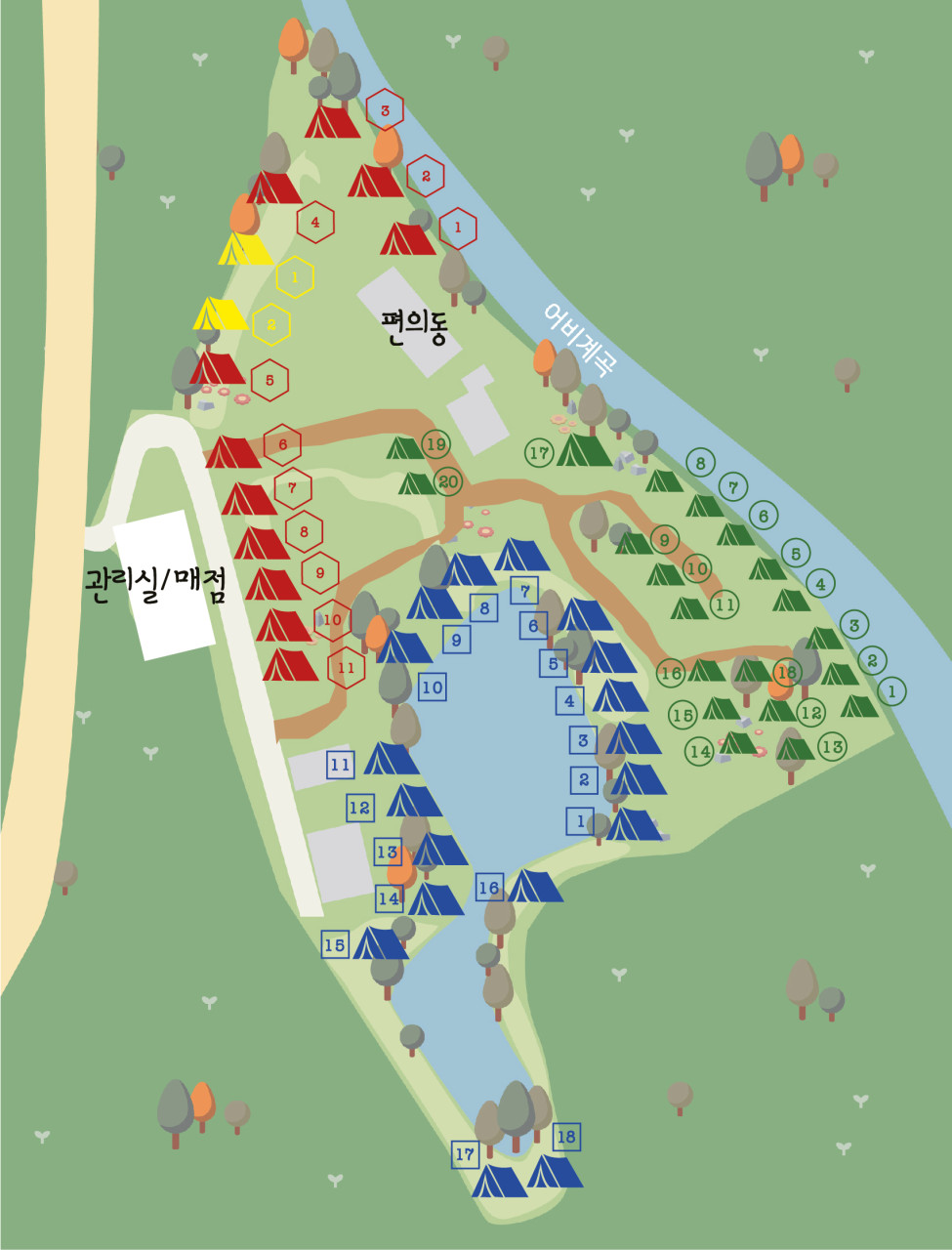 가평-유명산밸리캠핑장-캠핑존-배치도