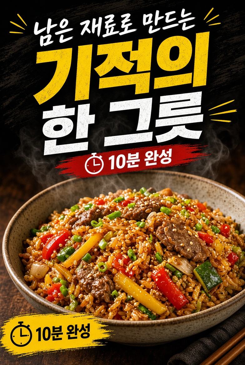 남은 재료로 만드는 기적의 한 그릇, 버리기 직전 채소·밥·고기로 10분 완성 - 3가지 냉장고 파먹기 레시피