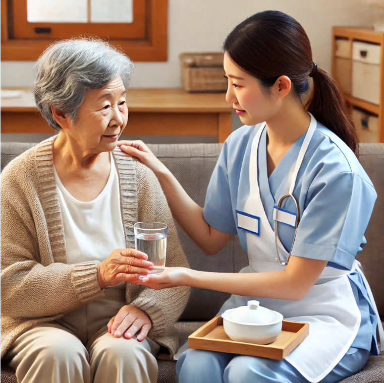 요양보호사가 어르신을 돌보는 장면