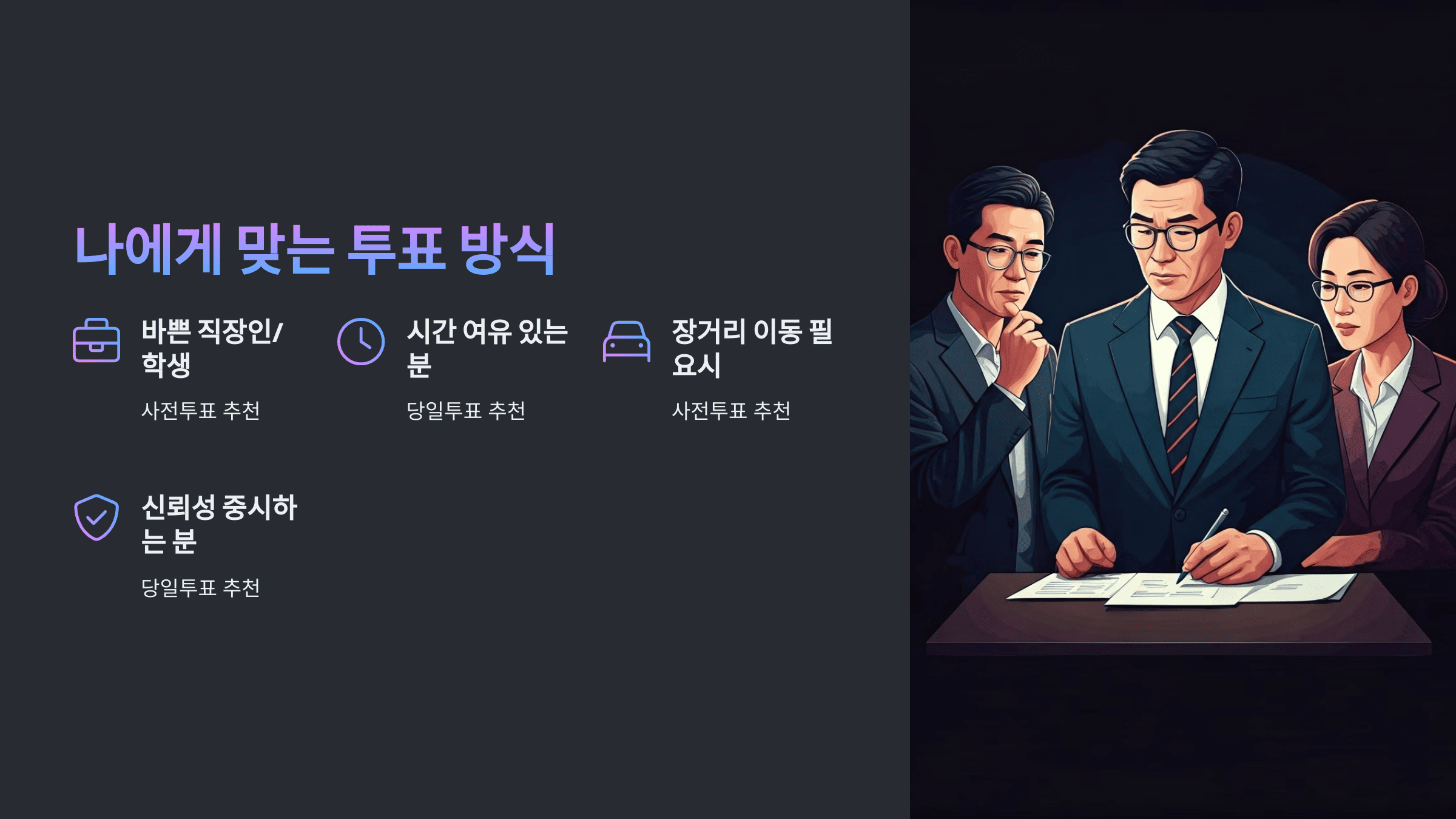 사전 투표와 당일 투표 차이