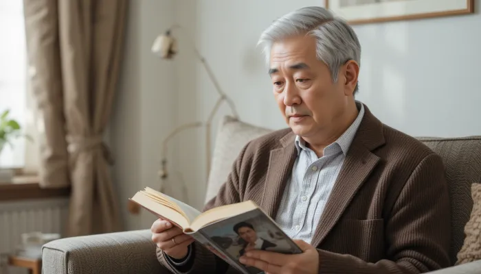 건강 서적을 읽으며 단백질과 알부민에 대해 알아보는 모습