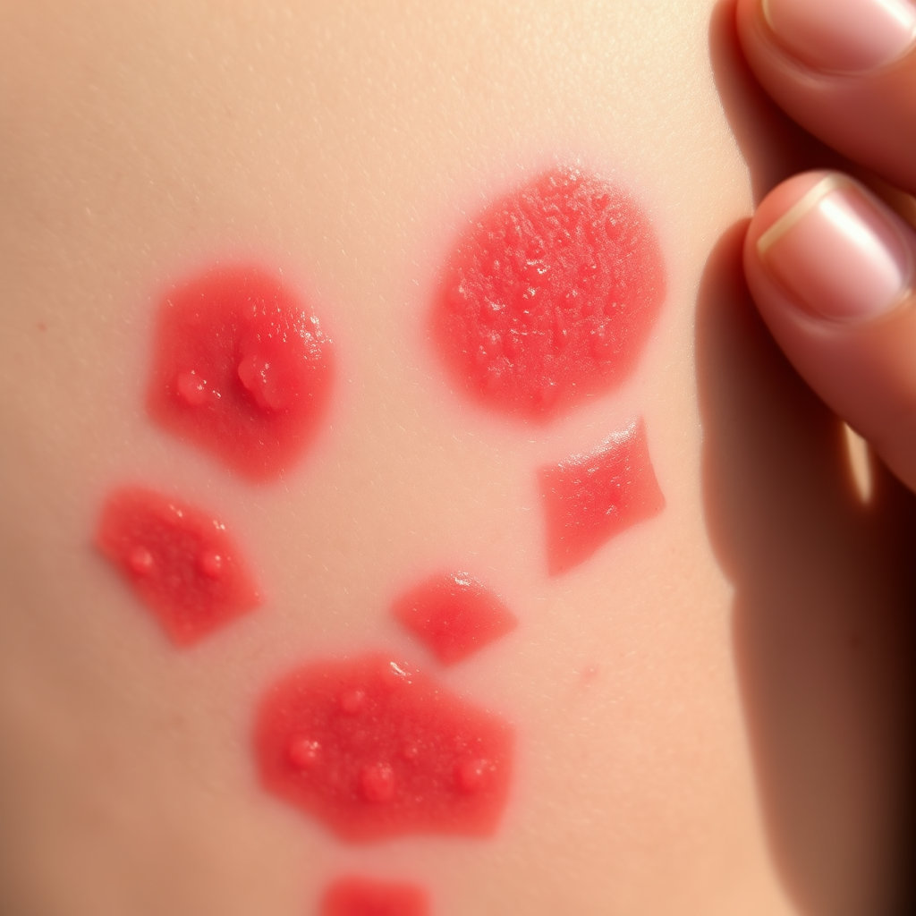 작스럽게 피부에 붉은 반점이 생기고 가렵움