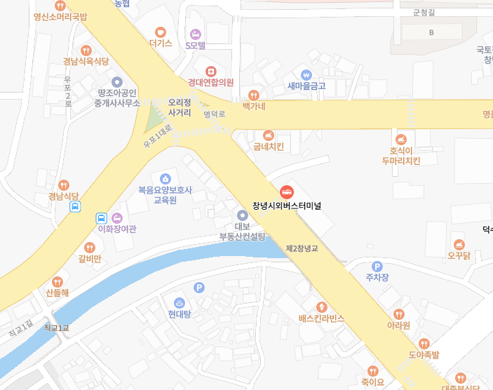 창녕시외버스터미널 위치-지도