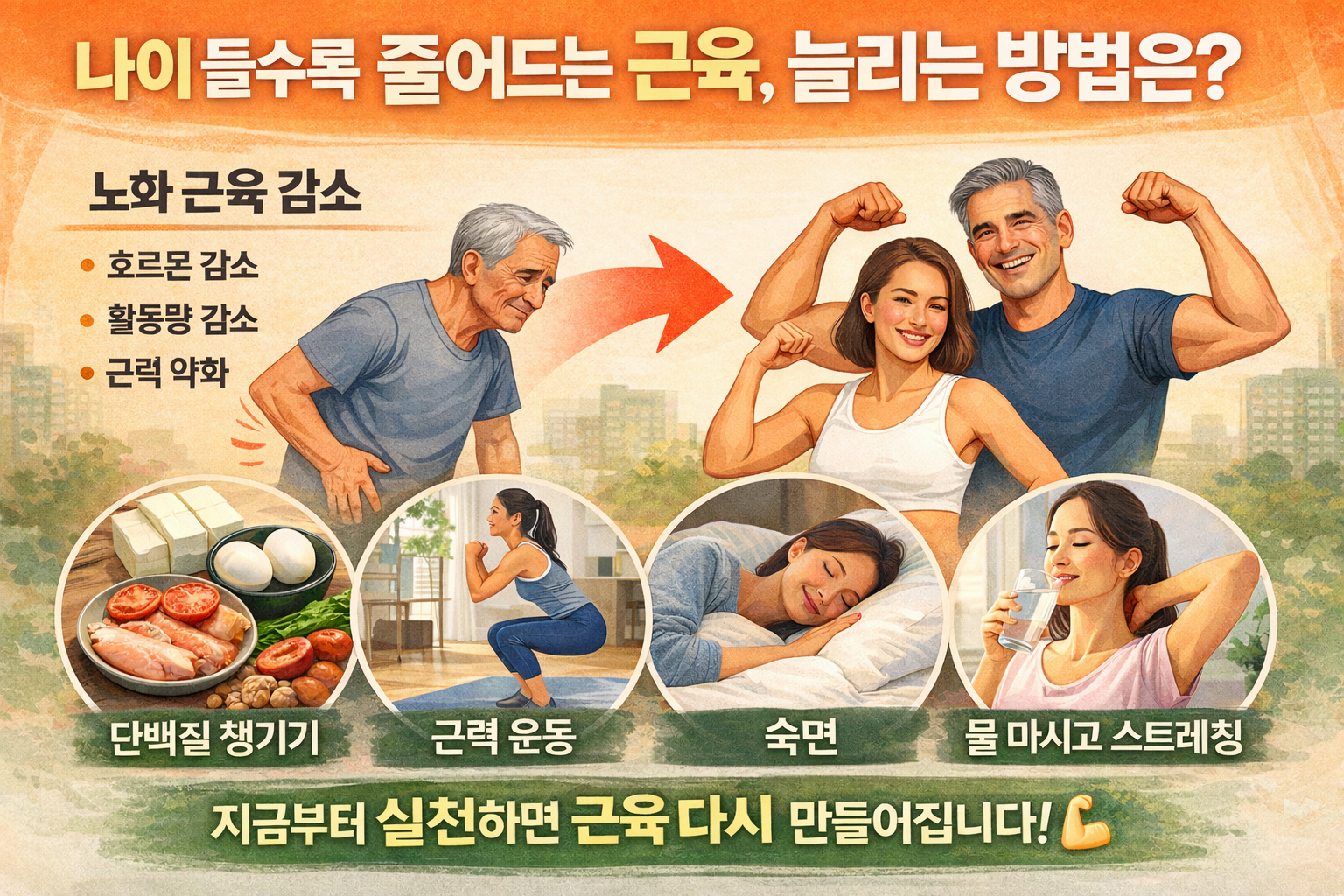 노화되면서 줄어드는 근육, 어떻게 늘려야 할까? (근육 감소 막는 핵심 방법)
