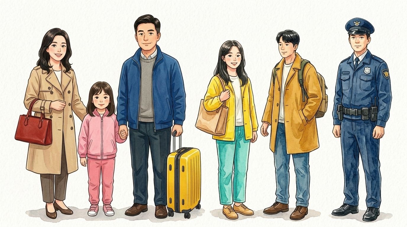 6명의 캐릭터를 1장으로 합성한 이미지