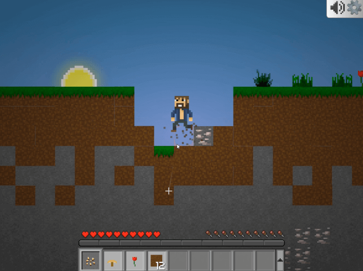 마인블록스-게임에서-재료들을-수집하는-화면